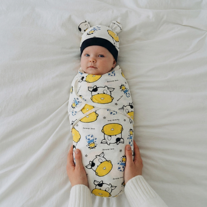 Vue de face du sac d’emmaillotage pour bébé