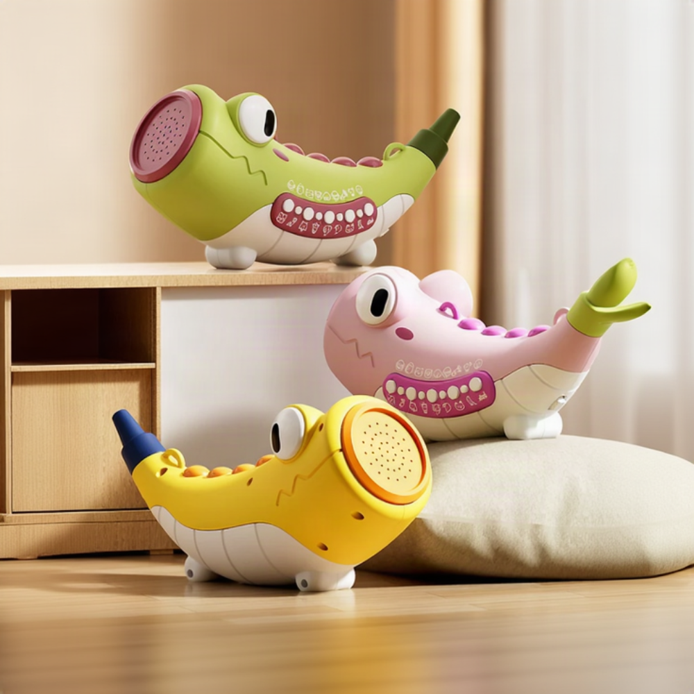 Jouet musical interactif en forme d’animal présenté de face