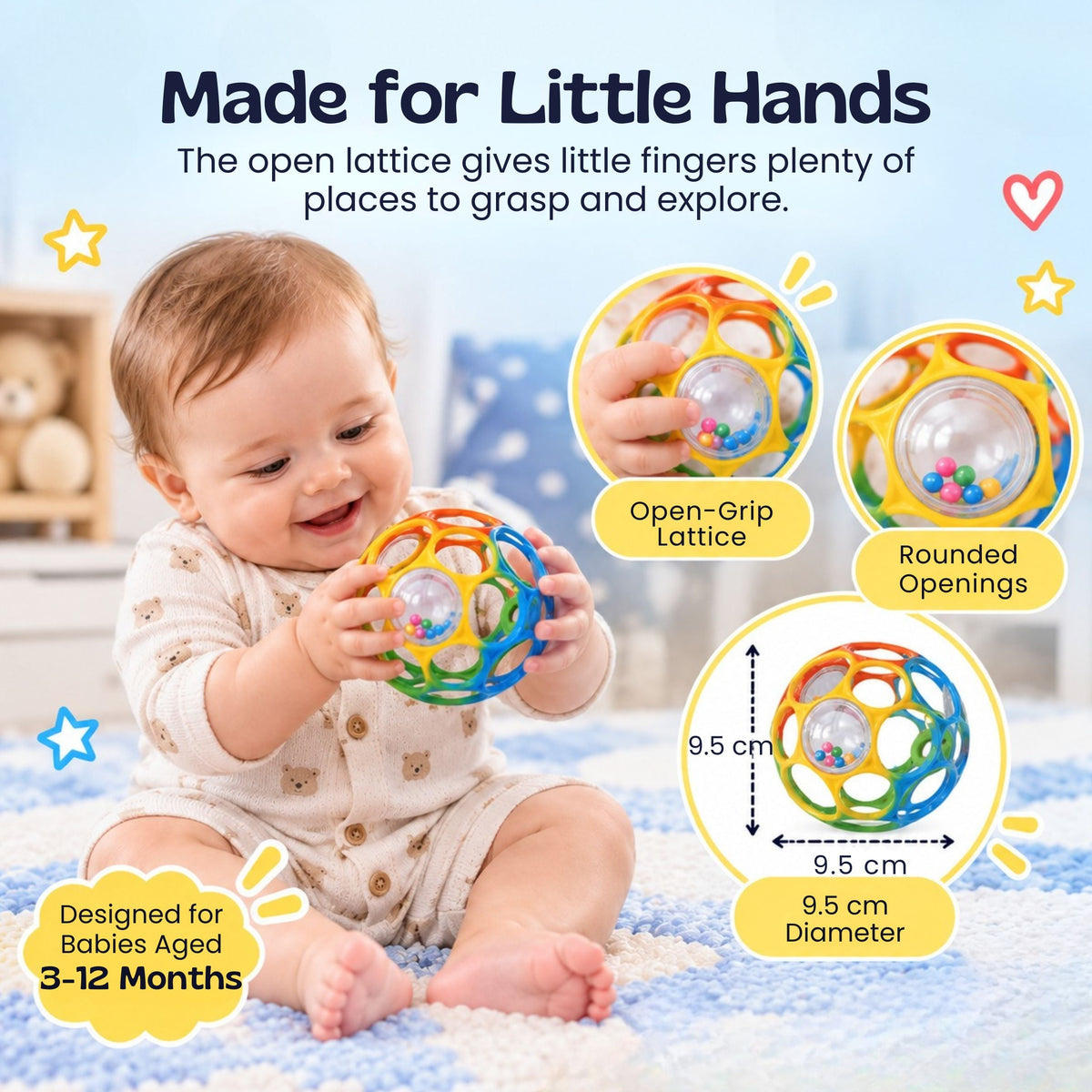 Balle sensorielle pour bébé aux couleurs de l’arc-en-ciel