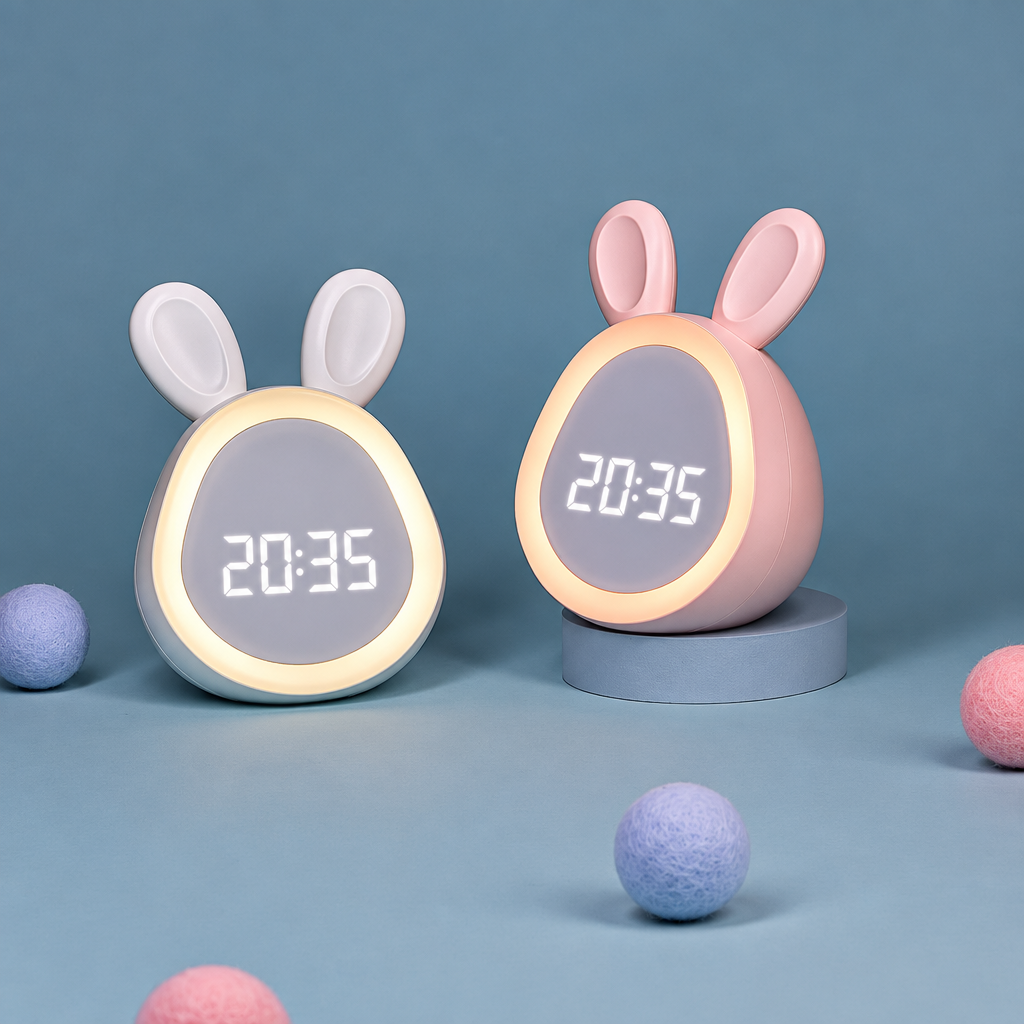 Réveil numérique pour enfants avec veilleuse en forme de lapin