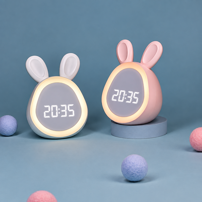 Réveil numérique pour enfants avec veilleuse en forme de lapin