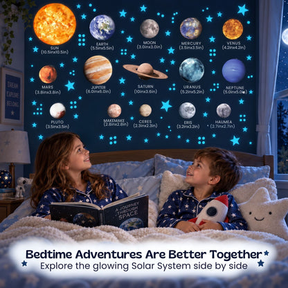 Décoration phosphorescente créant un ciel étoilé dans une chambre