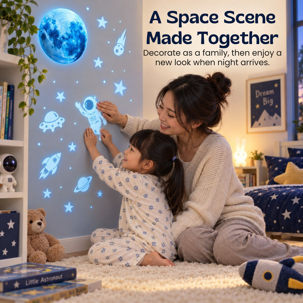 Décoration murale ludique avec motifs de l’espace