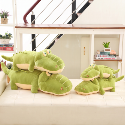 Vue rapprochée de la texture douce de la peluche crocodile