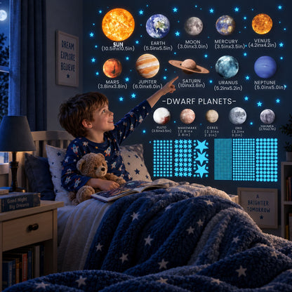 Glow-in-the-Dark Space Wall Stickers for Bedroom