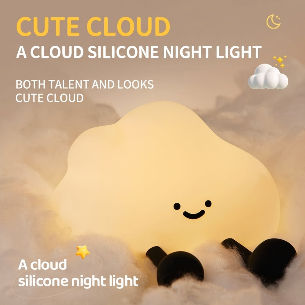 Lampe de nuit nuage présentée sur une table de chevet