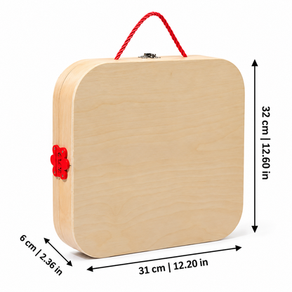 Pièces de construction en bois pour enfants réunies dans un ensemble ludique