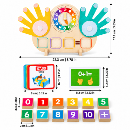 Enfant utilisant un tableau de comptage en bois pour apprendre les nombres