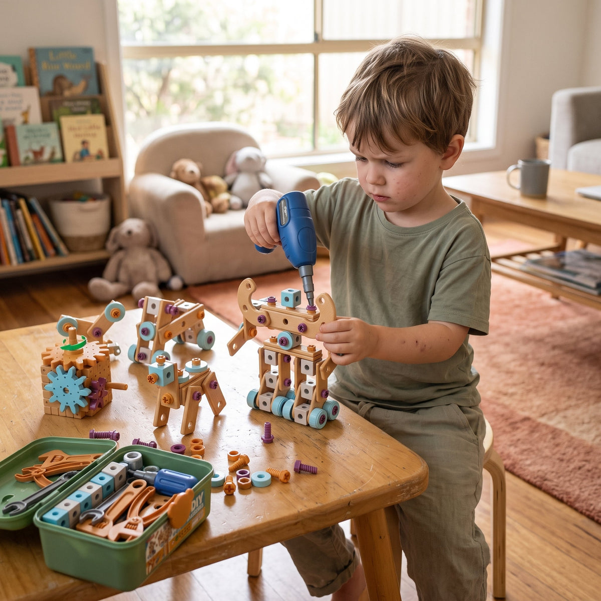 Coffret d’outils pour enfants de 126 pièces avec perceuse jouet