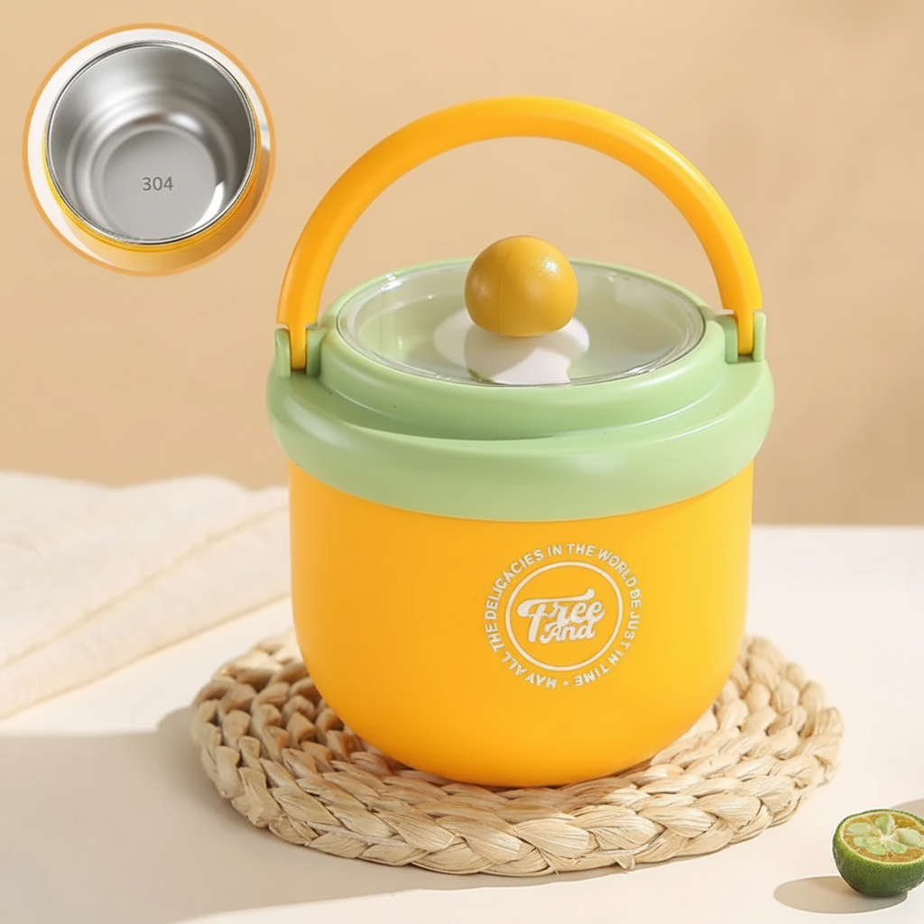 Insulated Stainless Steel Food Bowl With Spoon