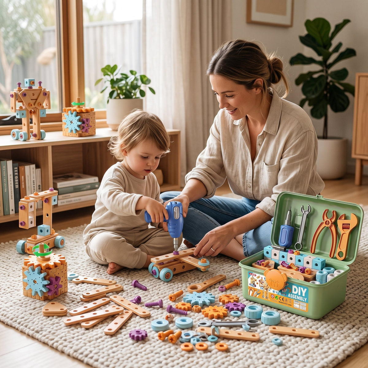Coffret ouvert présentant les outils et accessoires de bricolage