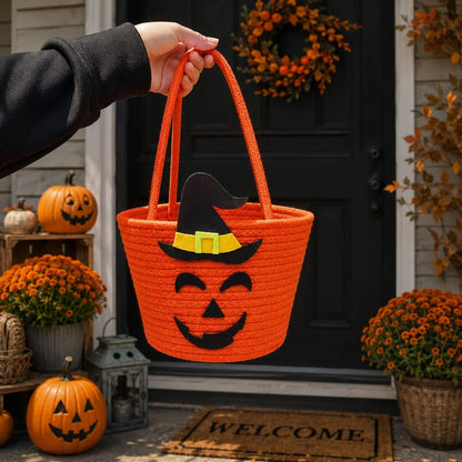 Panier d’Halloween pour enfants avec motif de chapeau de sorcière