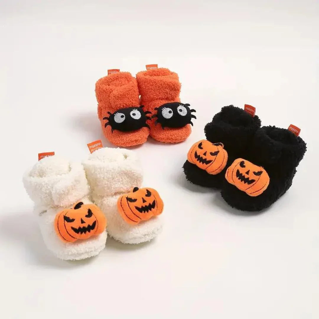 Pantoufles pour enfant à enfiler avec doublure en polaire et motif d’Halloween