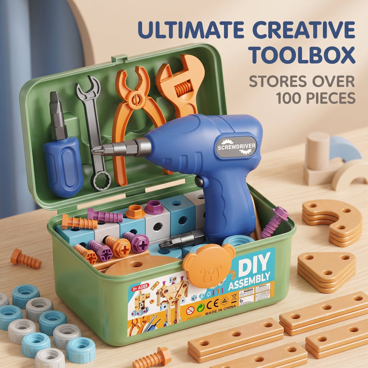 Valise de rangement avec outils jouets pour les petites mains