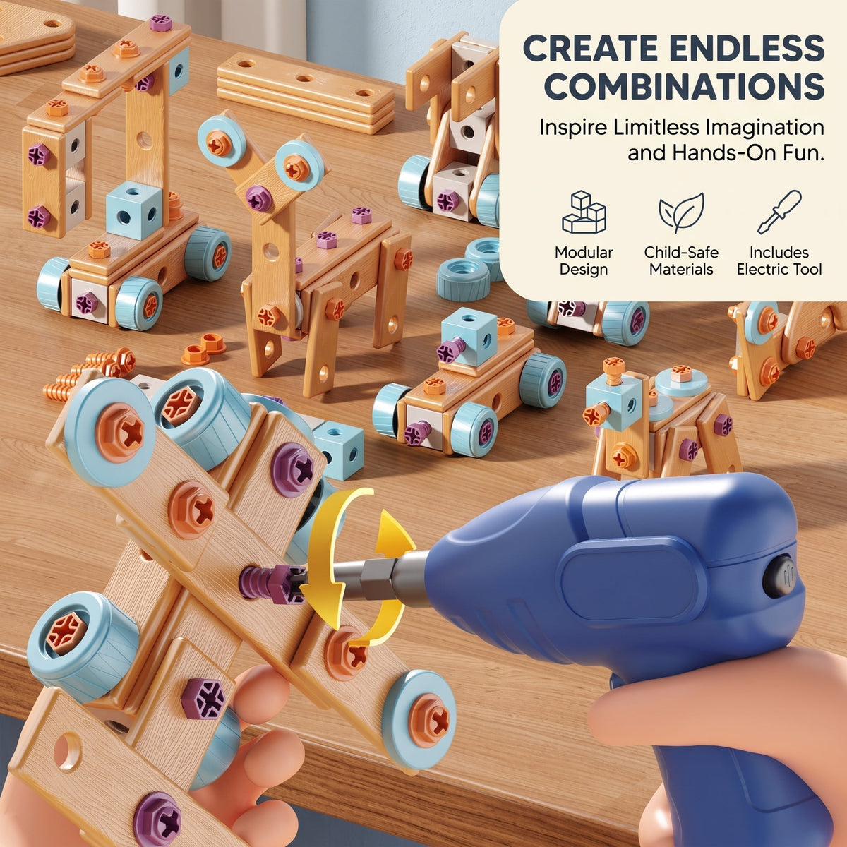 Perceuse jouet incluse dans le coffret d’outils pour enfants