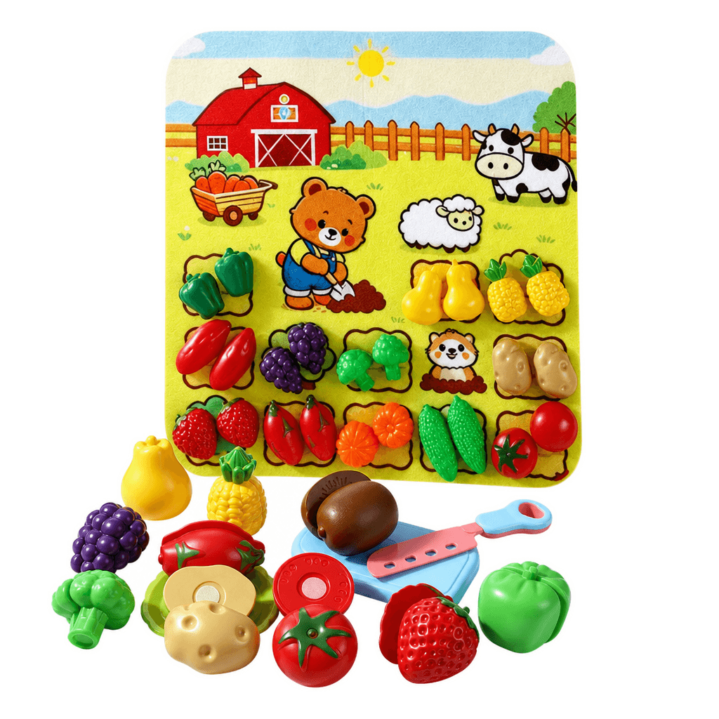 Tableau en feutre avec éléments de la ferme pour jeu éducatif
