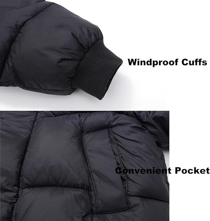 Vue de dos du manteau matelassé pour enfant