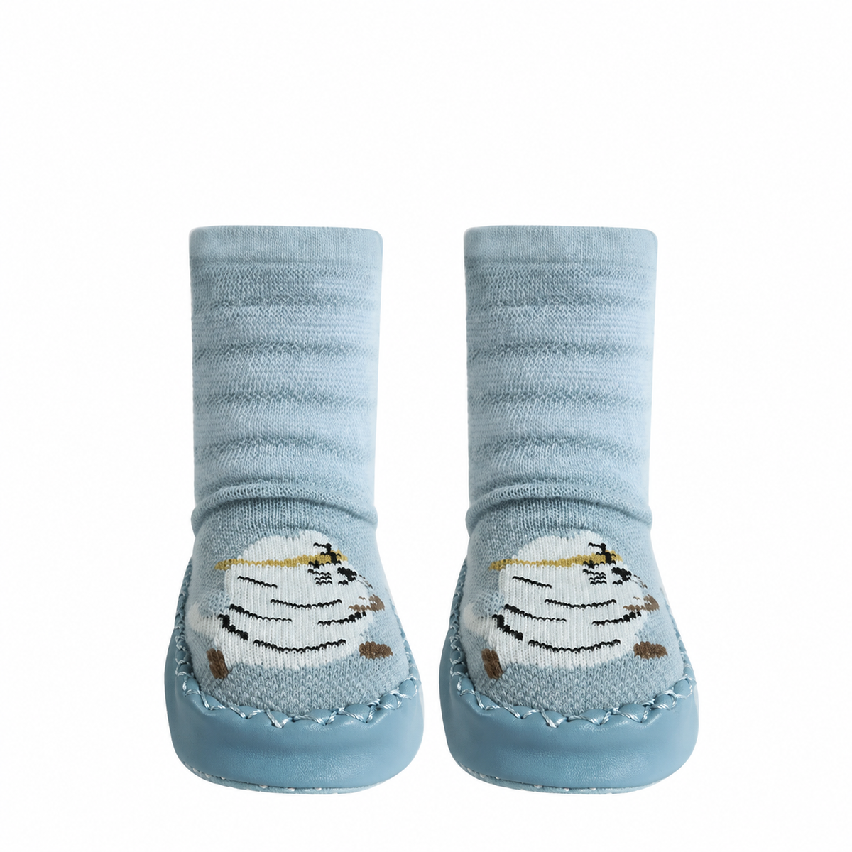 Détail du tissu confortable des souliers-chaussettes pour bébé