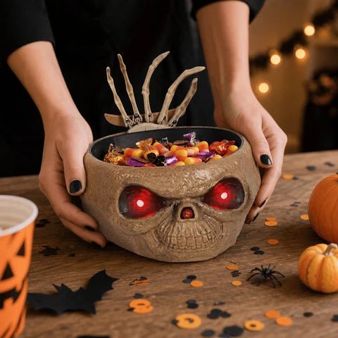 Bol À Bonbons Animé D’Halloween Avec Yeux Lumineux - Enfant Joyeux