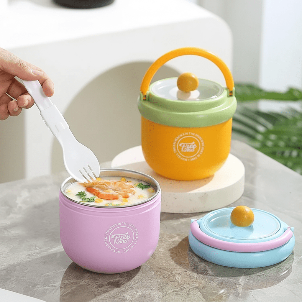 Bol-Repas Isotherme En Acier Inoxydable Avec Cuillère - Enfant Joyeux