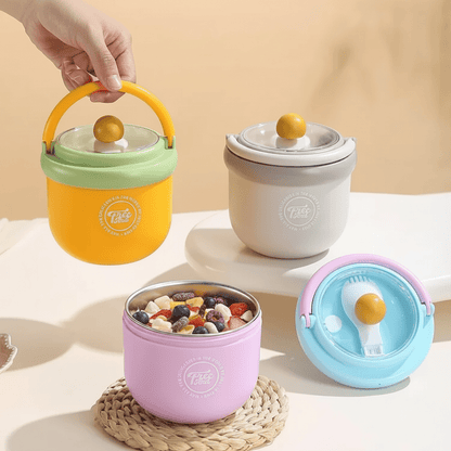 Bol-Repas Isotherme En Acier Inoxydable Avec Cuillère - Enfant Joyeux