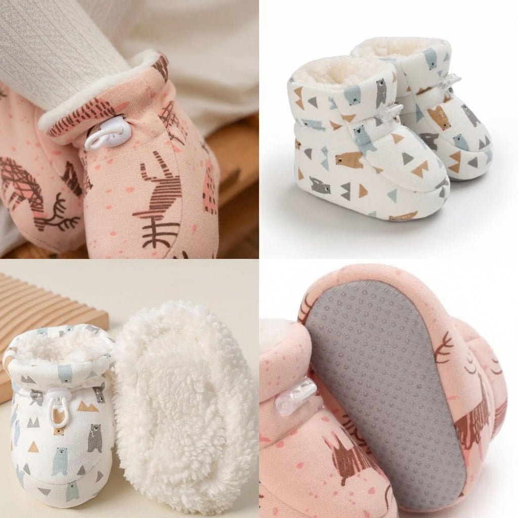 Bottillons Bébé Doublés en Fourrure à Semelles Antidérapantes - Enfant Joyeux