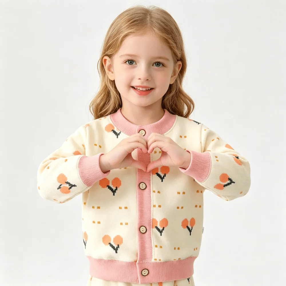 Cardigan Tricoté Pour Enfant À Imprimés Colorés - Enfant Joyeux