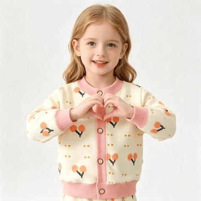 Cardigan Tricoté Pour Enfant À Imprimés Colorés - Enfant Joyeux