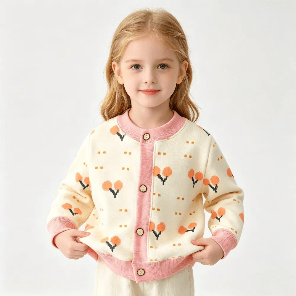 Cardigan Tricoté Pour Enfant À Imprimés Colorés - Enfant Joyeux