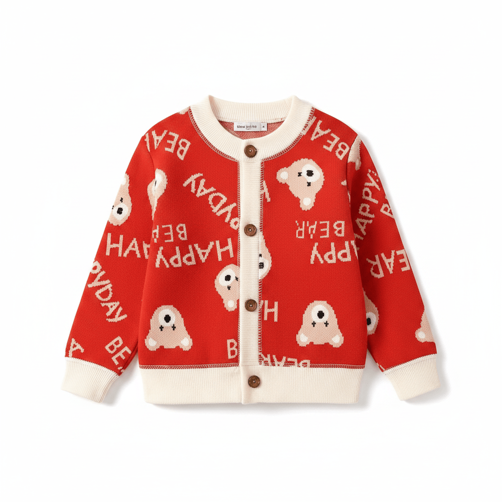 Cardigan Tricoté Pour Enfant À Imprimés Colorés - Enfant Joyeux