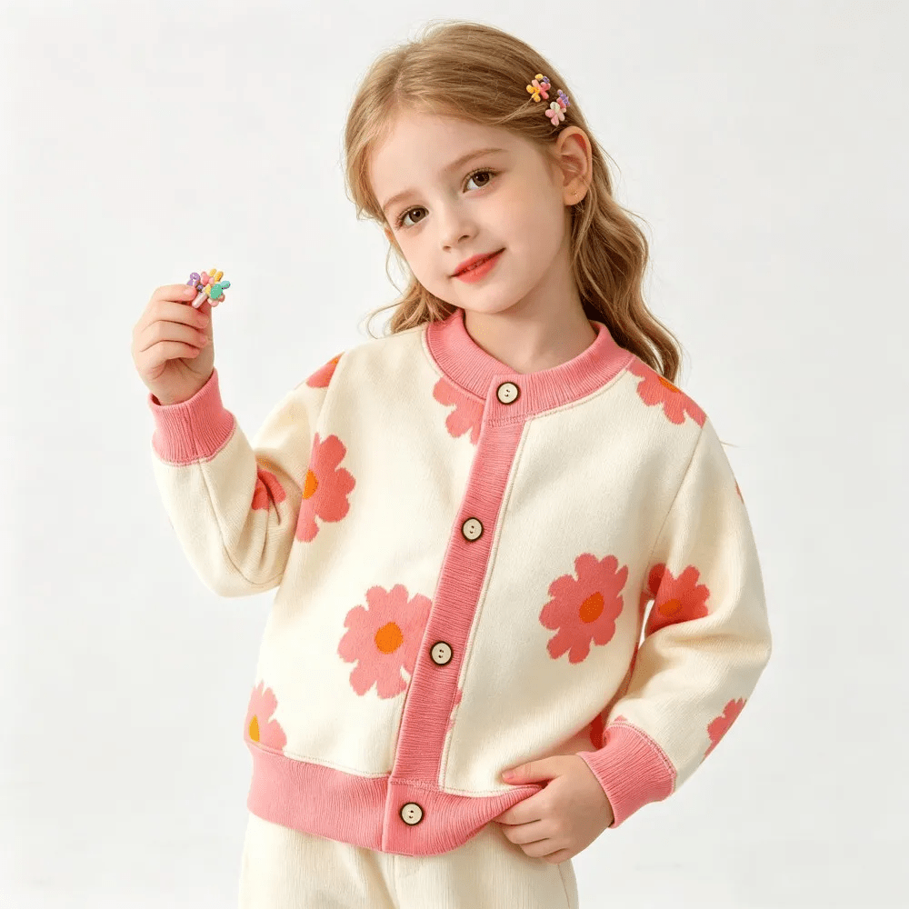 Cardigan Tricoté Pour Enfant À Imprimés Colorés - Enfant Joyeux