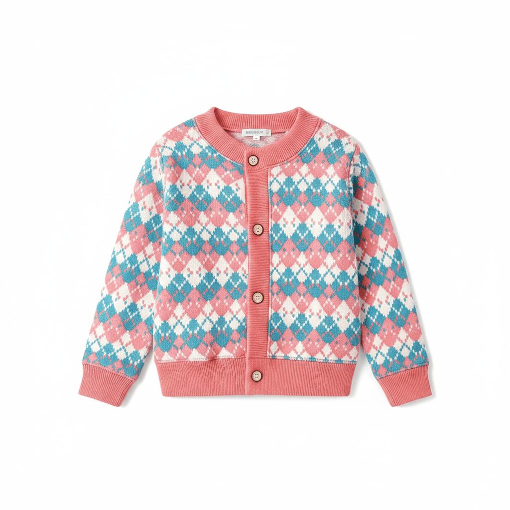 Cardigan Tricoté Pour Enfant À Imprimés Colorés - Enfant Joyeux