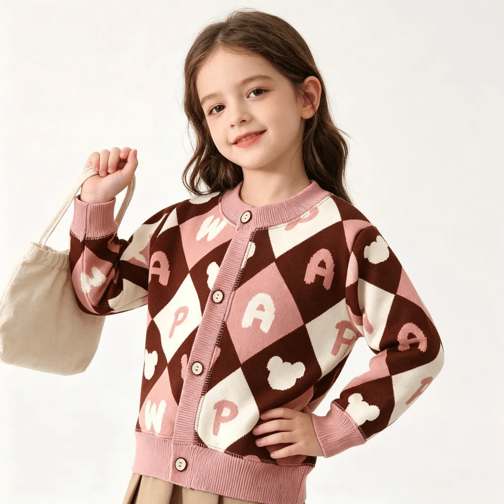 Cardigan Tricoté Pour Enfant À Imprimés Colorés - Enfant Joyeux