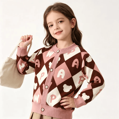 Cardigan Tricoté Pour Enfant À Imprimés Colorés - Enfant Joyeux