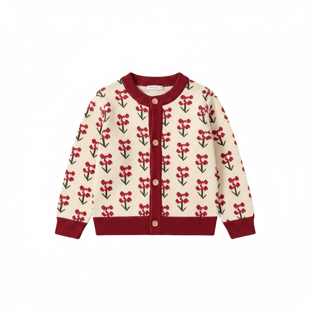 Cardigan Tricoté Pour Enfant À Imprimés Colorés - Enfant Joyeux
