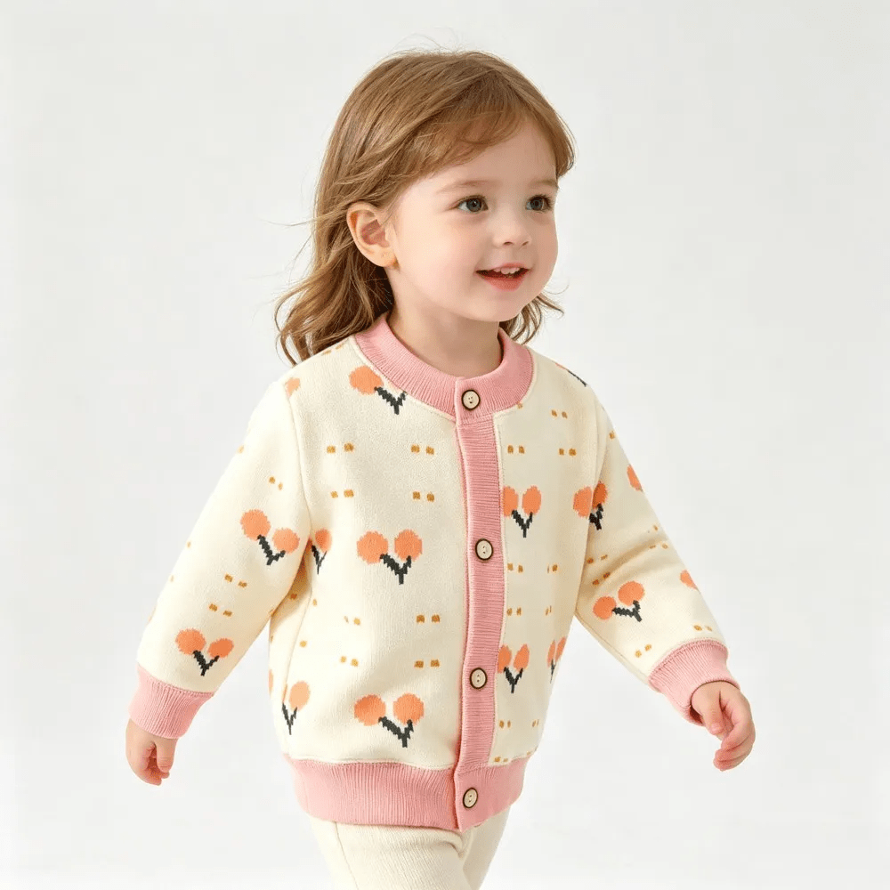 Cardigan Tricoté Pour Enfant À Imprimés Colorés - Enfant Joyeux
