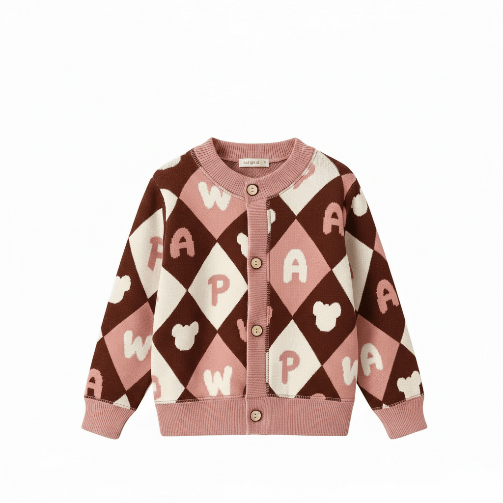 Cardigan Tricoté Pour Enfant À Imprimés Colorés - Enfant Joyeux