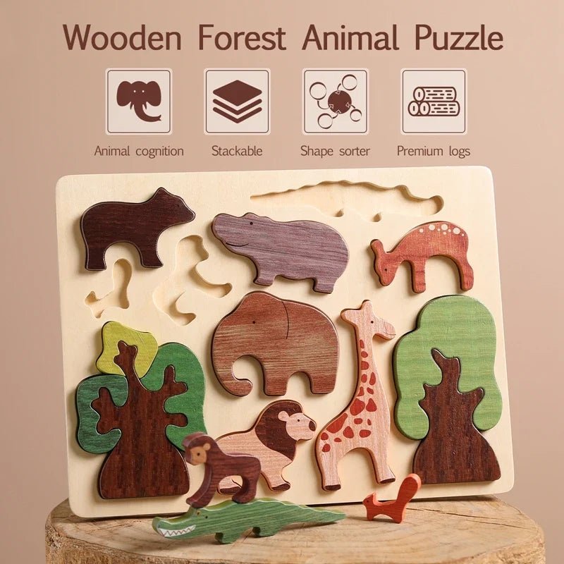 Casse-Tête En Bois Animaux De La Forêt Montessori - Enfant Joyeux