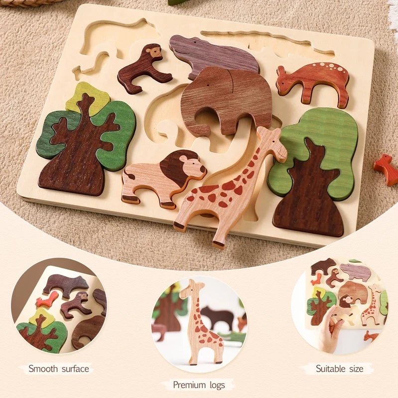 Casse-Tête En Bois Animaux De La Forêt Montessori - Enfant Joyeux