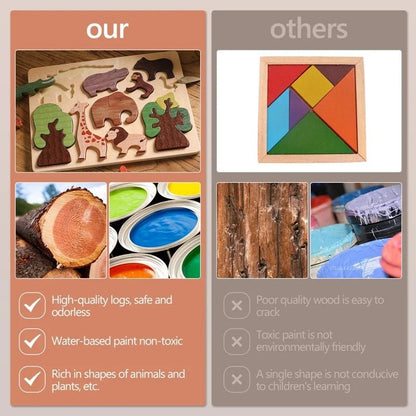 Casse-Tête En Bois Animaux De La Forêt Montessori - Enfant Joyeux