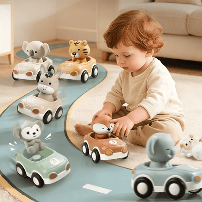 Ensemble De 3 Voitures Jouets Animaux En Silicone - Enfant Joyeux