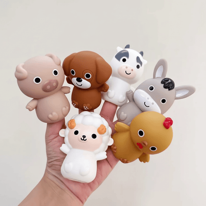 Ensemble De 3 Voitures Jouets Animaux En Silicone - Enfant Joyeux
