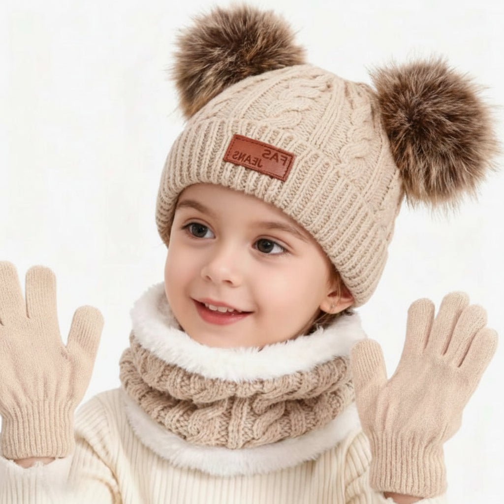 Ensemble D’hiver Pour Enfant Avec Tuque Foulard Et Mitaines - Enfant Joyeux