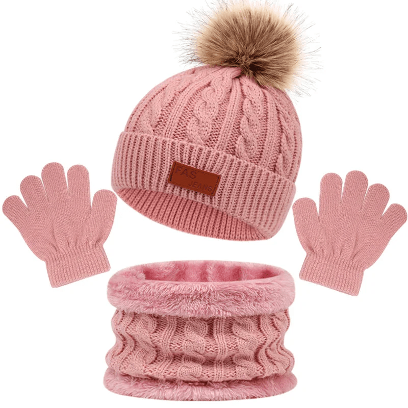 Ensemble D’hiver Pour Enfant Avec Tuque Foulard Et Mitaines - Enfant Joyeux