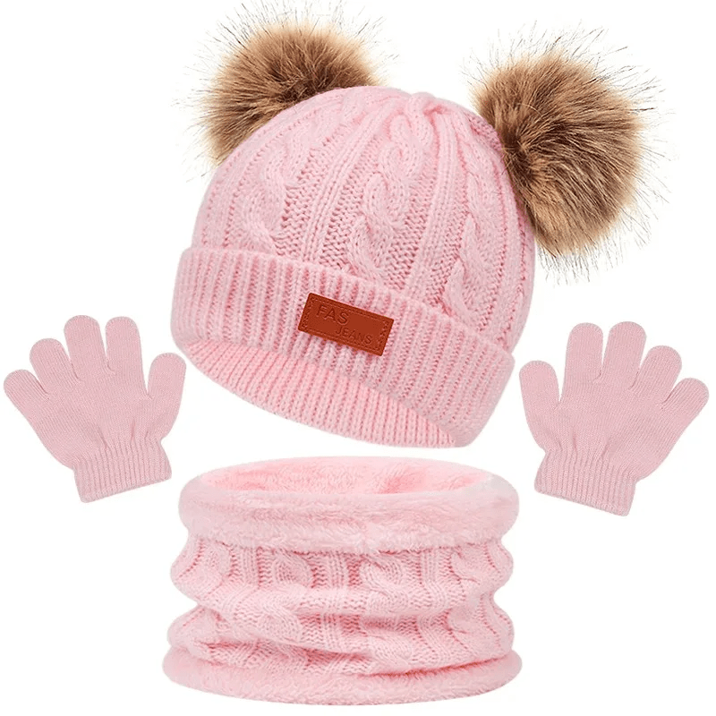 Ensemble D’hiver Pour Enfant Avec Tuque Foulard Et Mitaines - Enfant Joyeux