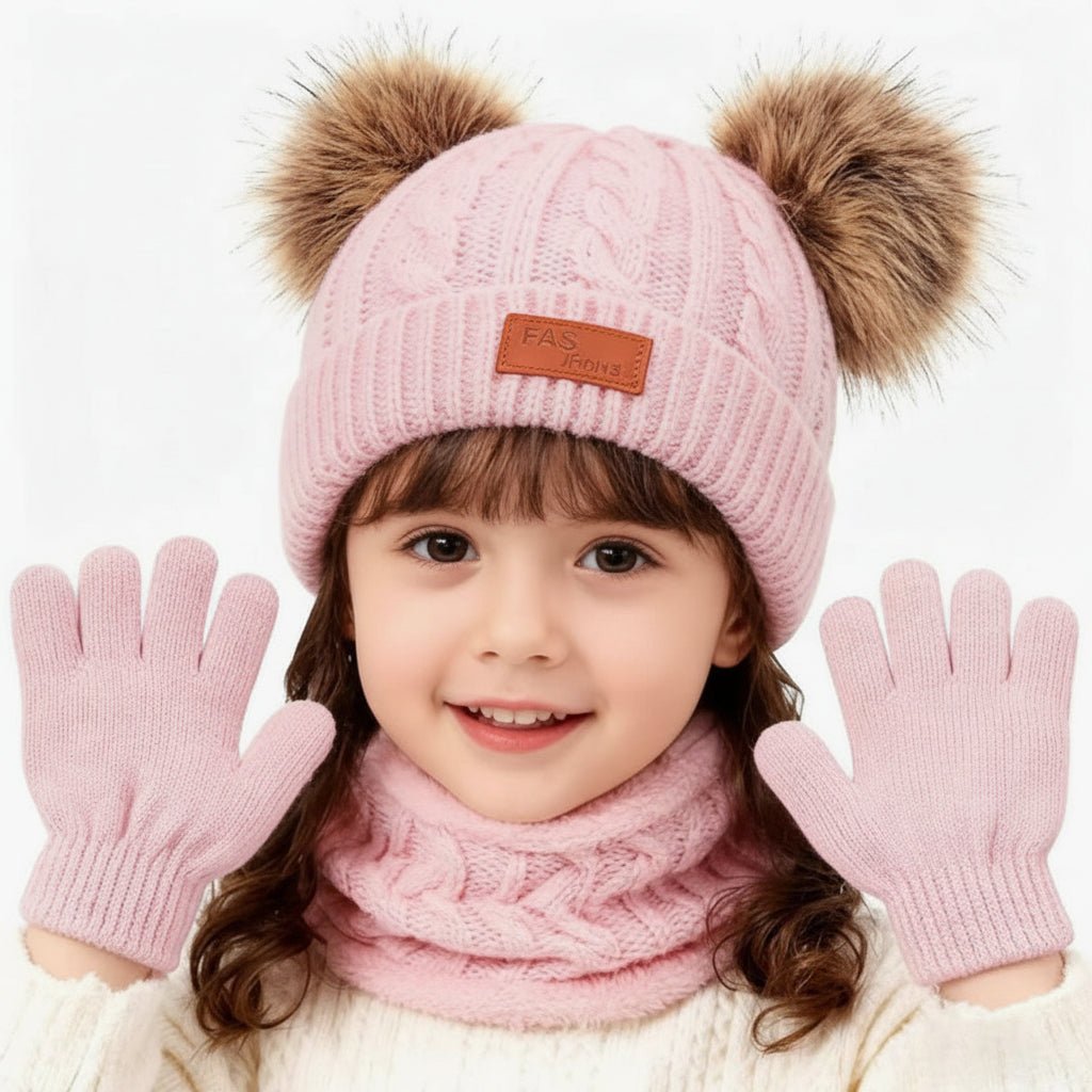 Ensemble D’hiver Pour Enfant Avec Tuque Foulard Et Mitaines - Enfant Joyeux