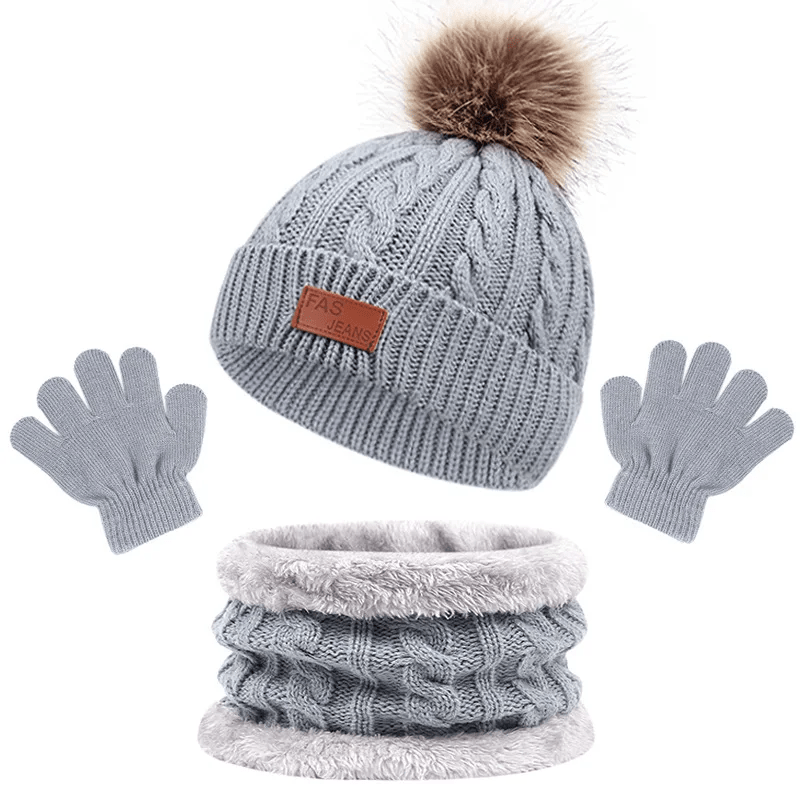 Ensemble D’hiver Pour Enfant Avec Tuque Foulard Et Mitaines - Enfant Joyeux