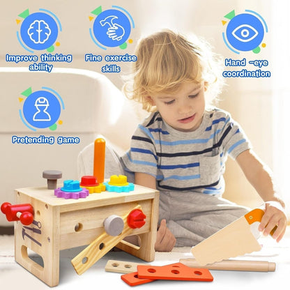 Ensemble D’outils En Bois Pour Enfants Avec Boîte 29 Pièces - Enfant Joyeux