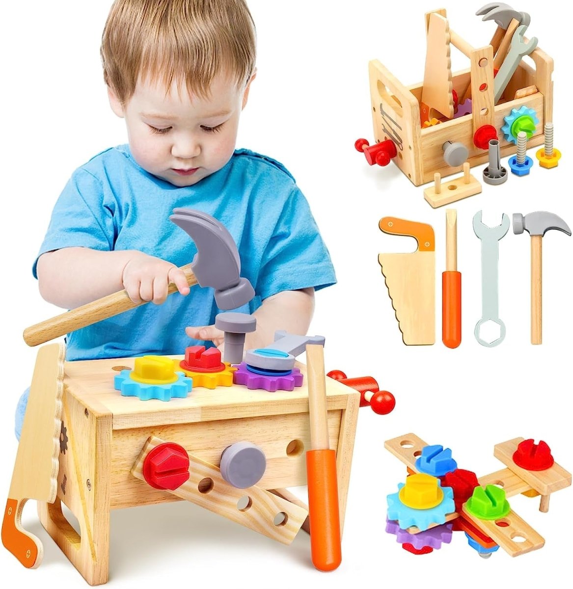 Ensemble D’outils En Bois Pour Enfants Avec Boîte 29 Pièces - Enfant Joyeux