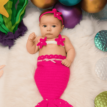 Ensemble Sirène Pour Bébé Avec Queue Haut Et Bandeau - Enfant Joyeux